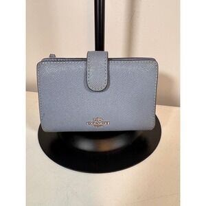 Coach Medium Corner Zip Wallet Crossgrain Leather Blue 6390 SV/PQ